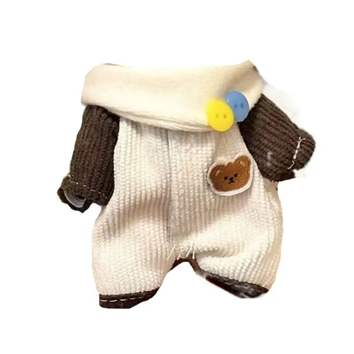 1 Juego de traje para gatear, ropa de muñeca de algodón de 20cm, mono, traje de 10cm, ropa de muñeca de algodón, ropa de muñeca de felpa de dibujos animados a la moda - 1