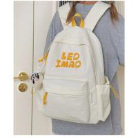 Mochila coreana simple de color sólido con alfabeto para estudiantes, mochila ligera de gran capacidad para viajes, mochila informal versátil - details 29