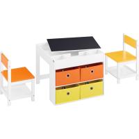 2 Taburetes Infantiles Escritorio Infantil con 2 Compartimentos y 1 Soporte para Rollo de Papel Blanco Madera y Verde ES - details 9