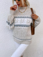 Suéter cálido de punto para mujer, jersey de cuello medio alto, copo de nieve, otoño e invierno, 2023 - details 12