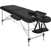 Camilla Masaje Plegable, Camilla Profesional Fisioterapia, Quiromasaje, Tatuajes, Reiki, Camilla Estética Profesional de Aluminio, Ajustable en Altura, 2 Zonas, con Bolsa Transporte - Negro - details 0