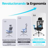 Oficina Ergonómica - Silla Escritorio Respaldo Alto con Soporte Lumbar Ajustable, Reposacabezas y Reposabrazos 3D - 130 ° Silla de Computadora Silla de Malla Mecedora - details 5