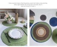 Mantel personal de hilo de algodón de estilo nórdico, ramio tejido circular para tazas, mantel con tablero aislante, antideslizante y anti - details 6