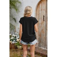 BUNO-2025 Camisetas para mujer de manga larga de algodón para mujer, camisetas con manga casquillo y cuello en V, camiseta informal holgada de manga larga de algodón para mujer - details 30