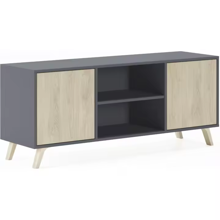 Mueble de TV para Salón |   57 x 140 x 40 cm |   Indicado para TV de 32/40/50/55/60" |   Modelo Viento 140 |   gris |   2 Puertas Abatibles Color Puccini - 1