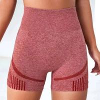Levantamiento de cadera de entrenamiento de cintura alta de yoga sin costuras para mujer, pantalones cortos para correr, ropa de gimnasio elástica - details 3