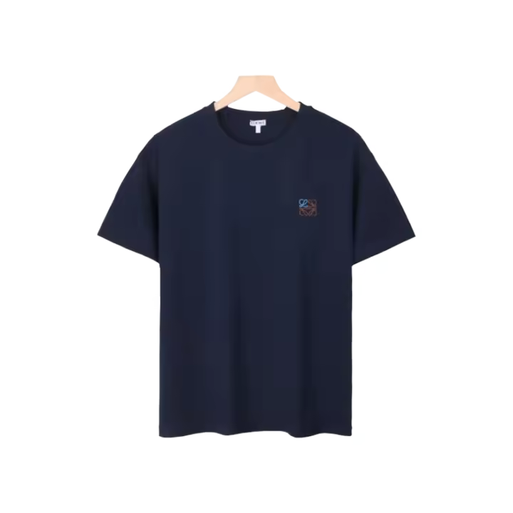 LOEVE, novedad de verano, camiseta con bordado de letras de algodón puro, marca de moda para hombre, manga corta, Top informal americano de cuello redondo para parejas - 1