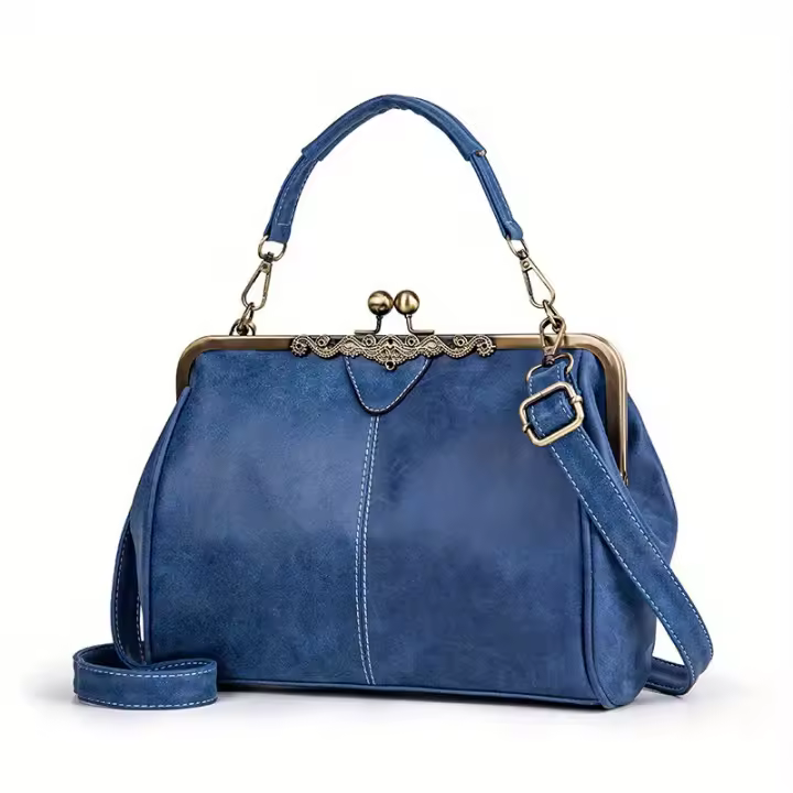 Bolso Cruzado Retro Chic para Mujer Cuero Sintético de Alta Calidad, Correa Desmontable, Color Sólido, Lining de Poliéster, Estilo Motocicleta - 1