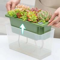 Balcón suculenta planta de autorriego maceta cuadrada de flores maceta de plástico para plantas - details 3