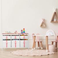 Caja de Juguetes para Niños Cómoda de 6 Cajones Material de Poliéster Blanco y Rosa - details 1