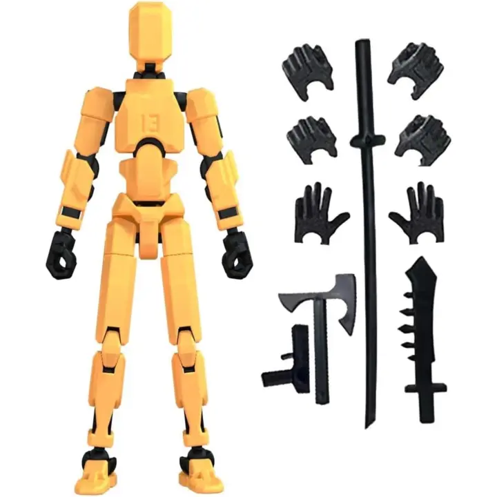 Titan T13 Set de figuras de acción - (Montaje completado) Figura de acción de robot Fidget Toys para Nova N13 Figuras de anime con 3D Lucky Dummy 13 Figuras de robot Multi articulaciones móviles Regalos (Amarillo) - 1
