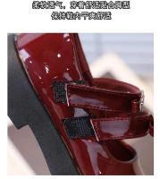 Zapatos de cuero para niños para primavera vino rojo negro elegante niña grueso gancho-bucle hermoso zapato cómodo para niños 26-36 - details 3