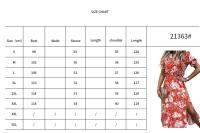 Vestido midi floral con cuello en V bohemio para mujer, vestido de verano de manga corta para fiesta en la playa - details 0