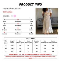 Vestidos elegantes de algodón blanco para mujer, ropa de manga corta con cuello en V y cordones, holgada hasta el tobillo, verano - details 2