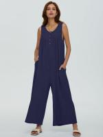 Pantalones sueltos de pierna recta, bolsillo de color sólido para mujer, casual, fresco, verano - details 20