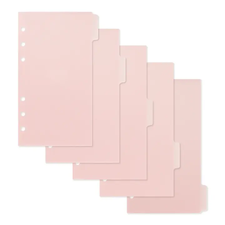 A6 5Pcs Black White Binder Pockets Binder Zipper Folders for 6Ring Notebook Divider Page Waterproof PVC Leaf Document Filing Bag - 1