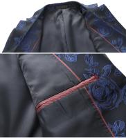 Chaqueta de esmoquin Floral para hombre, traje bordado rosa - details 14
