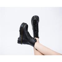 Suelas gruesas con forro polar Botas Dr. Martens, cremalleras laterales, botas cortas de mujer británica, suelas de pastel, botas de trabajo y zapatos de algodón - details 20