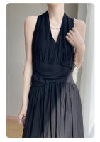 Vestido Largo de Crepé de Melocotón en Flor para Mujer verano 2025 Cuello en Capucha, Acolchado y Adelgazante Diseño Moda de Verano - details 14