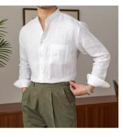 Camisa de Lino para Hombre Verano 2025 Cuello Henley Elegante Manga Larga Transpirable - details 34