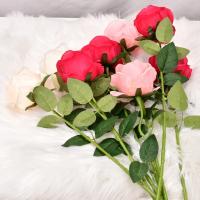 Ramo de rosas de imitación de seda, de 5 piezas rama larga, 10x51cm, centro de mesa para boda, hogar, habitación, ACCESORIOS DE CORONA DE PLANTAS falsas - details 1