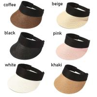 Moda verano vacío superior sol portátil cinta mágica enrollable sombrero de playa gorra de paja ancha mujeres Casual Suncap viseras - details 0