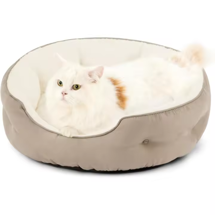 Cama grande lavable - Redonda antideslizante para gatos y cachorros de interior, rosa - 1