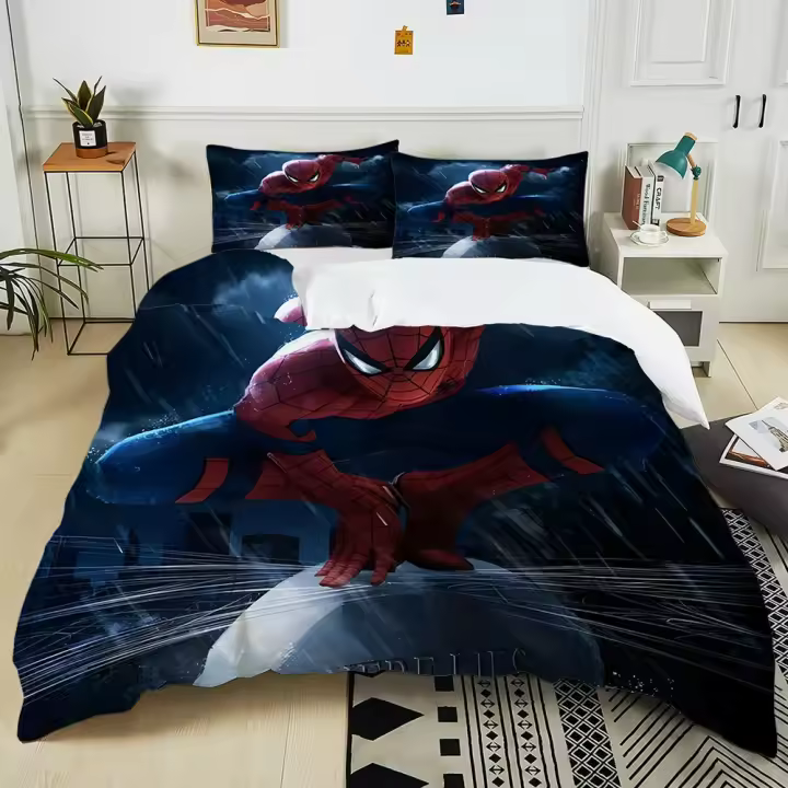 Juego de Ropa de Cama Spiderman Funda de Edredón y Funda de Almohada de Dibujos Animados - 1
