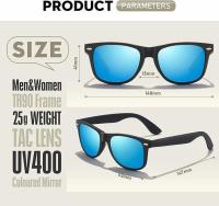 Polarizadas - Protección Retro Rectangular Gafas de sol Negro Unisex Clásico Ultraligero Tonos 3-negro Azul claro/Espejo - details 0