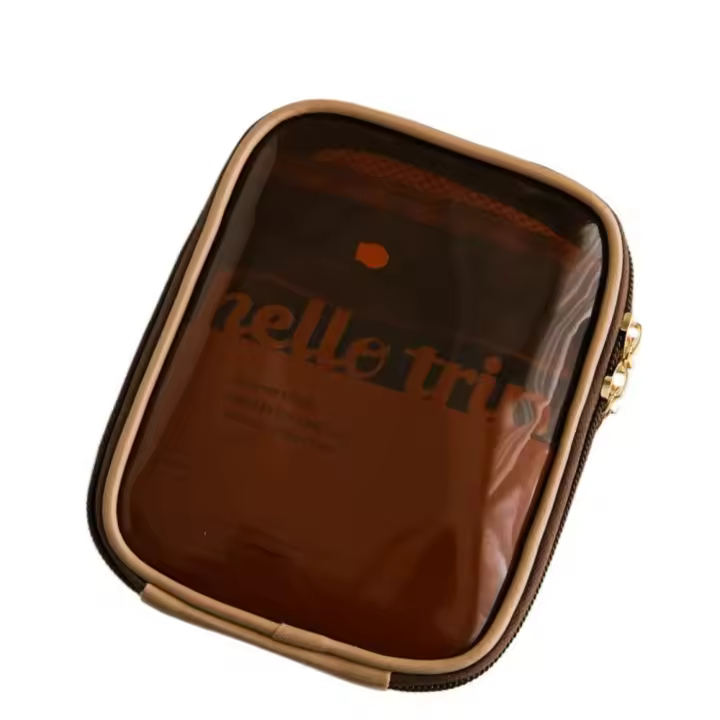 Mini bolsa de maquillaje creativa Preppy, bolso de mano transparente para almacenamiento de artículos de tocador, monedero impermeable a la moda para mujer - 1