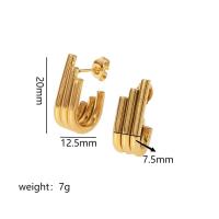 Aretes de Oro 18k de Lujo Ligero Diseño de Dos Cables con Acero Inoxidable Elegancia en Tus Oídos - details 4