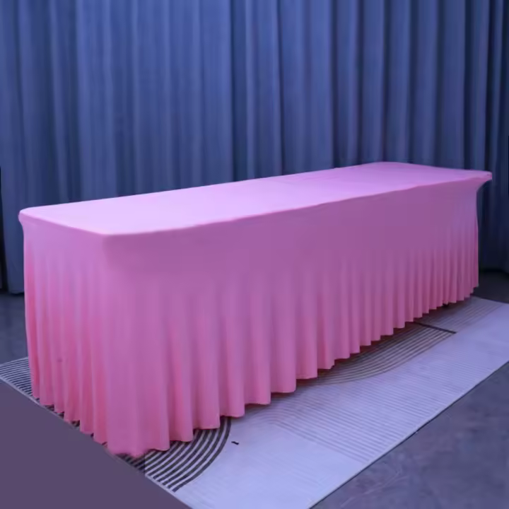 Suministros para fiestas, mantel elástico de Color sólido, falda de mesa lavable suave, cubierta de mesa gruesa brillante, decoraciones de mesa - 1