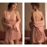 Batas de Seda para Mujer Conjunto de Pijama de 3 Piezas Camisón Sexy para Casa - details 11