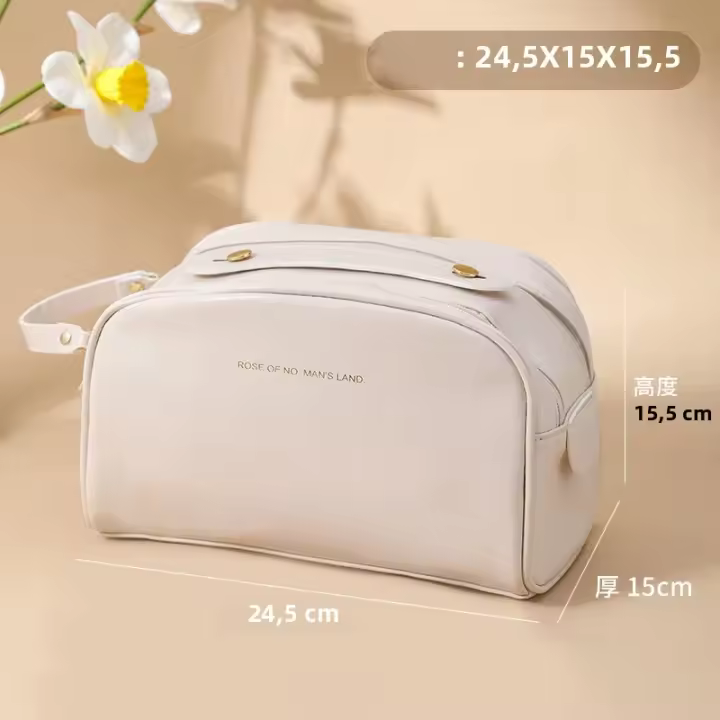 Bolsa de maquillaje de viaje de gran capacidad, impermeable, bolsa abierta para artículos de tocador para mujeres, bolsa de cosméticos portátil. - 1