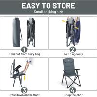 Silla de Camping Adulto 150kg Silla de Jardín Plegable Portátil de Alta Resistencia Respaldo Alto Silla Reclinable de 4 Posiciones para Campamento Picnic Jardín Caravana (1 Pc, Azul) - details 19