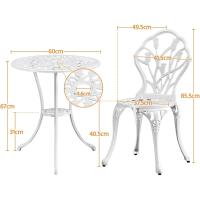 Conjunto de Mesa y Sillas Exterior Juego de Muebles de Aluminio para Jardín Balcón Terraza Blanco,44x44x85,5cm - details 2