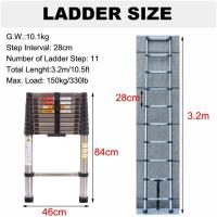 Escalera Telescópica Portátil de Aluminio 6,2m, 2 Ganchos, 15 Peldaños, Antideslizante, Multiusos, Carga de 150kg - details 52