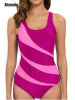 Riseado traje de baño atlético de una pieza, bañador con espalda en O para entrenamiento, deportes y Fitness - details 8