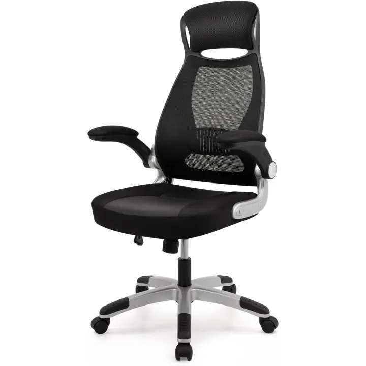 Silla de Oficina, Silla de Escritorio ergonómica, Silla giratoria de malla para computadora con reposabrazos plegables, Altura ajustable - 1