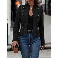 Abrigos de tela de gamuza para mujer, cárdigan informal con cuello levantado - details 6