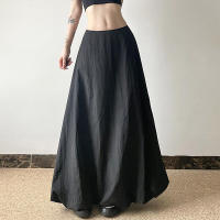 BUNO-Falda larga informal de Color liso para mujer, Falda acampanada elástica de cintura alta coreana, moda de verano, 2025 - details 17