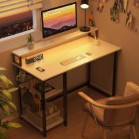 Escritorio de Ordenador con Soporte de Monitor Escritorio de Oficina con Estantes de Almacenamiento Ajustables Pequeño Escritorio Reversible para el Estudio Beige - details 16