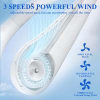 Ventilador de cuello portátil recargable, flujo de aire de 360° ° , 3 velocidades, silencioso y portátil, ideal para dormitorio, exteriores y oficina (blanco) - details 1
