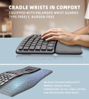 Teclado ergonómico inalámbrico, dispositivo con reposamuñecas, silencioso, modo Dual, recargable, para Win7/8/10 - details 2