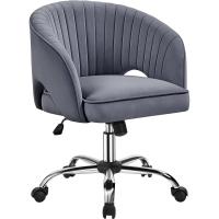 Rudas Giratorias 360 °    con Función Inclinación Sillon Trabajo Altura Ajustable Tapizada Terciopelo Gris Oscuro - details 0