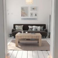 Mesa de centro, mesa central, mesa de sofá, madera ecológica, diseño moderno, estilo nórdico, medidas: 92,2 x 65 cm - details 9
