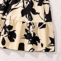 Moda coreana de verano para niños, manga corta floral negra con cinturón, vestido cómodo y decente para fiesta o vacaciones - details 7