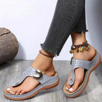 Women's Platform Flip Flops Comfortable Open Toe Slip On Shoes Women Casual Walking Shoes - details 1