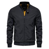 chaqueta de béisbol de Color sólido, cazadora informal con cuello levantado para hombre, chaquetas ajustadas de alta calidad para otoño para hombre - details 1