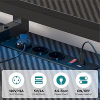 Mesa Gaming para PC con 3 Tomas AC y 2 Puertos de Carga USB, Mesa para Ordenador con Amplio - details 3